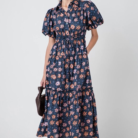 Social Threads Pinch Floral Print Tiered Maxi Dress Size SmallSmall / Navy Multi - Picture 2 of 7